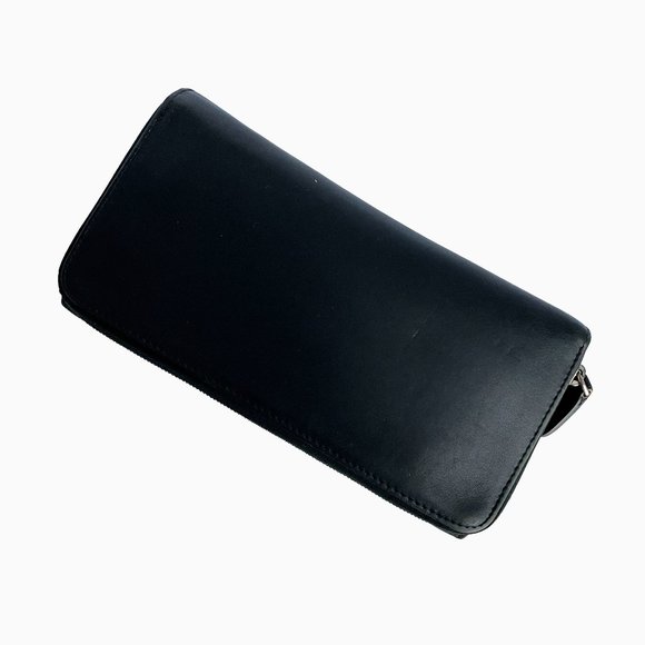 Coach Wallet Long Zip Around Trifold Snap Black Leather Vintage - Picture 2 of 11